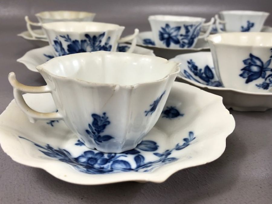 Meissen Blue and White cabinet cups blue cross swords mark to base (9) A/F - Image 3 of 7