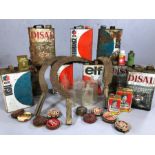 Large collection of French vintage reclaimed items to include oil cans by Elf and Disal, three