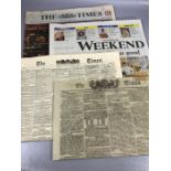 Ephemera: Newspapers, The Times - 1st January 1800, The Times - 1st January 1900 and 2x The