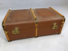Cane-bound vintage travel trunk, approx 80cm x 52cm x 32cm
