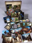 Large collection of vintage postcards in a number of albums, in a vintage suitcase