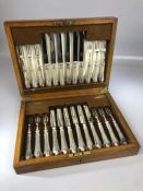 A boxed set of Mappin & Webb fruit knives and forks twelve place settings