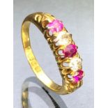 Antique 18ct Gold Ruby and Diamond ring hallmarked for London 1896 size approx 'M'