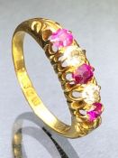 Antique 18ct Gold Ruby and Diamond ring hallmarked for London 1896 size approx 'M'