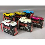 Six boxed Japanese Issue Matchbox diecast model vehicles: J-1, J-3, J-5, J-6, J-8, J-9