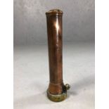 Copper and brass torch by Concordia, approx 25cm in length