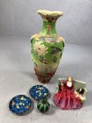 Royal Doulton "Sweet and Twenty" figurine plus Buckfast small vase, two pin dishes and a large