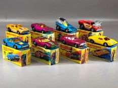 Eight boxed Matchbox Superfast MAG-Wheels Racing Suspension, diecast model vehicles: 32 Maserati