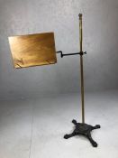 Cast iron and brass metamorphic reading / music stand, approx 120cm in height