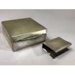 Silver cigarette box marked 800 and a silver matchbox holder also marked 800