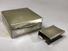 Silver cigarette box marked 800 and a silver matchbox holder also marked 800