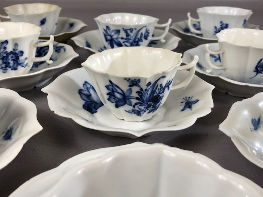 Meissen Blue and White cabinet cups blue cross swords mark to base (9) A/F - Image 2 of 7