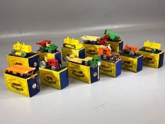 Eleven boxed Matchbox Series diecast model vehicles: 1, 2, 4, 7, 8 x 3, 10, 16, 18, 27