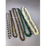 Collection of necklaces to include Tigers eye gemstones (5)