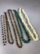 Collection of necklaces to include Tigers eye gemstones (5)