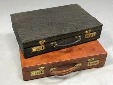 Two vintage animal skin briefcases
