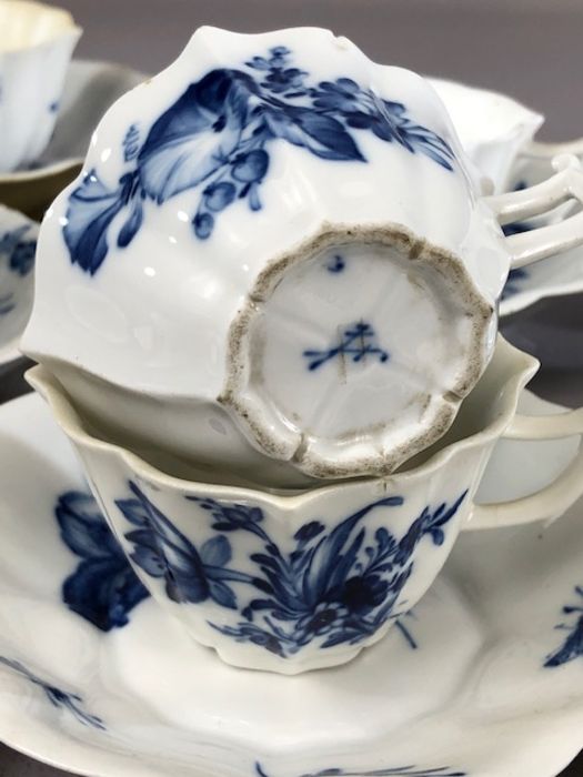 Meissen Blue and White cabinet cups blue cross swords mark to base (9) A/F - Image 7 of 7