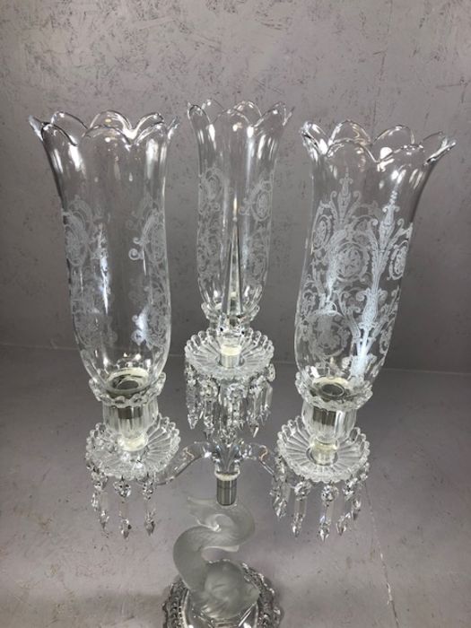 BACCARAT CRYSTAL three arm candelabra in the form of a fish fashioned in opaque glass with drop - Image 12 of 15