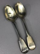 Pair of Georgian Silver hallmarked serving spoons London 1824 by maker WC 22.5cm long