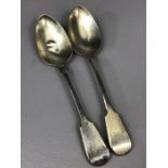 Pair of Georgian Silver hallmarked serving spoons London 1824 by maker WC 22.5cm long