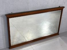 Large wooden framed over mantle mirror with bevel edge, approx 147cm x 82cm