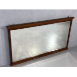 Large wooden framed over mantle mirror with bevel edge, approx 147cm x 82cm