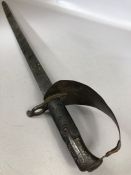 French Cutlass with straight blade and unusual rifle bayonet fitment approx 79cm long