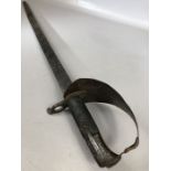 French Cutlass with straight blade and unusual rifle bayonet fitment approx 79cm long