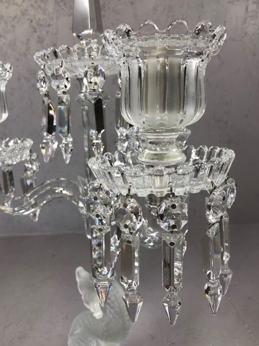 BACCARAT CRYSTAL three arm candelabra in the form of a fish fashioned in opaque glass with drop - Image 6 of 15