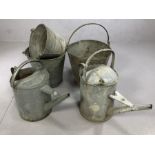 Collection of vintage galvanised metal items to include buckets and watering cans (6)