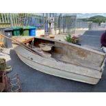 Vintage wooden sailing boat with two rudders and a drop keel (A/F), approx 370cm x 154cm