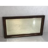 Wooden framed rectangular bevel edged mirror with beaded detailing, approx 98cm x 54cm