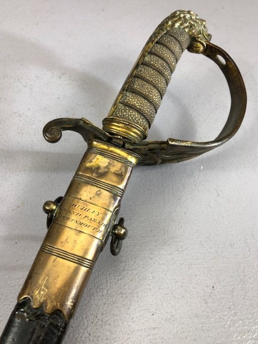 1827 Pattern Naval Officer's Sword maker Dudley, Grand Parade, Portsmouth, solid brass half-basket - Image 4 of 10
