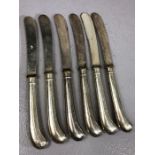 Set of six English hallmarked butter knives for Sheffield by maker The Alexander Clark Manufacturing