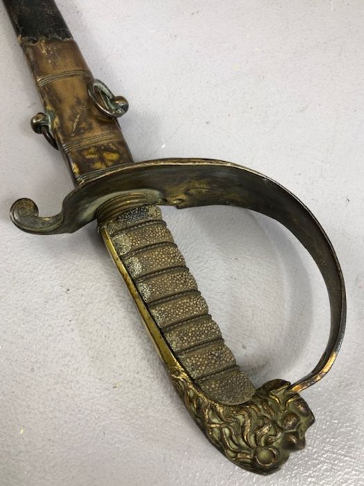 1827 Pattern Naval Officer's Sword maker Dudley, Grand Parade, Portsmouth, solid brass half-basket - Image 2 of 10
