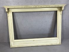 Painted over mantel mirror frame or picture frame, approx 129cm x 18cm x 93cm tall