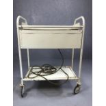 Vintage Hawkins hostess trolley with four lidded pyrex serving dishes