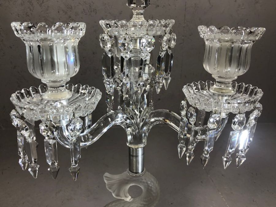 BACCARAT CRYSTAL three arm candelabra in the form of a fish fashioned in opaque glass with drop - Image 9 of 15