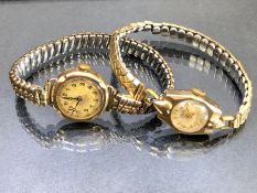 Two 9ct Gold cased watches A/F one by maker RONE