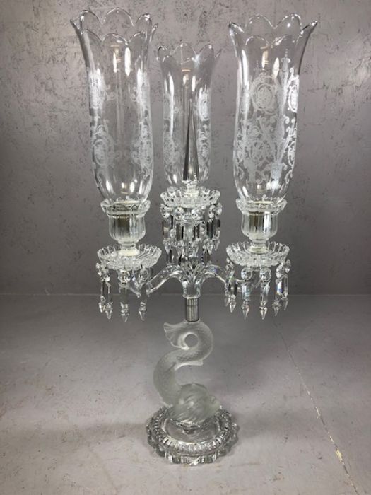 BACCARAT CRYSTAL three arm candelabra in the form of a fish fashioned in opaque glass with drop - Image 11 of 15