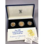 Coins: United Kingdom 1988 Gold Proof Collection set to include Two Pounds, Sovereign and half