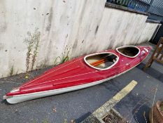Double kayak / canoe with two sets of paddles, approx 480cm in length