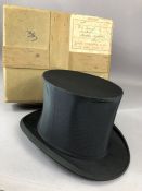 Vintage Thomas Townend & Co silk gentleman's top hat with original box