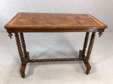 Occasional table on bobbin turned legs and stretcher, with box marquetry to top, approx 87cm x