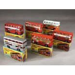 Six boxed Matchbox no 17 'The Londoner' diecast model buses: A.I.M. Building Fund 1976, WHSmith