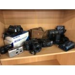 Collection of vintage cameras, binoculars and lenses to include Panasonic DMC-FZ50, Leica DC Vario-