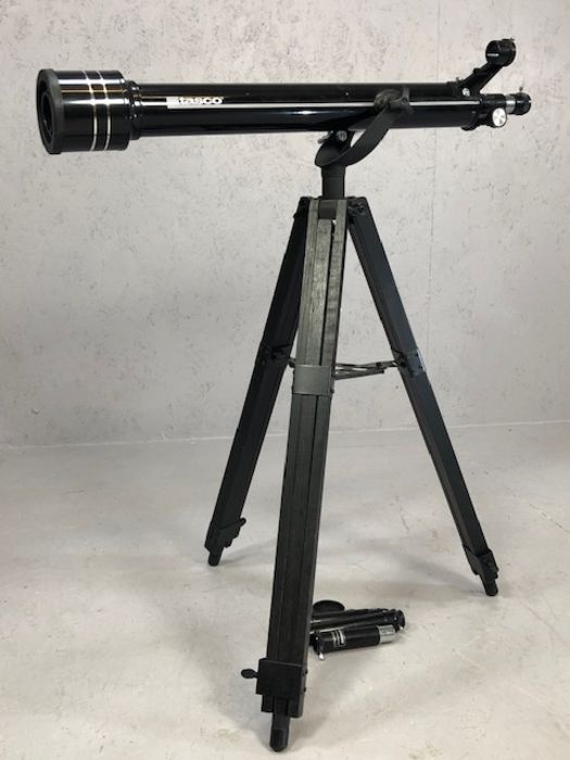 Tasco telescope on adjustable tripod stand, with accessories - Image 2 of 4