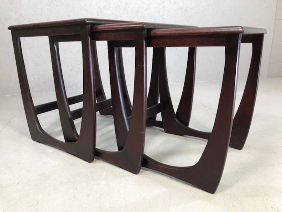 Mid Century style nest of tables with glass inserts