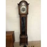 20th Century oak cased longcase clock, the brass dial bearing the inscription Tempora Fecit, with