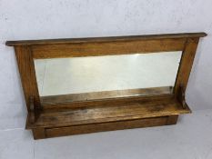 Wooden framed over-mantle mirror with bevelled glass and shelf, approx 124cm x 83cm